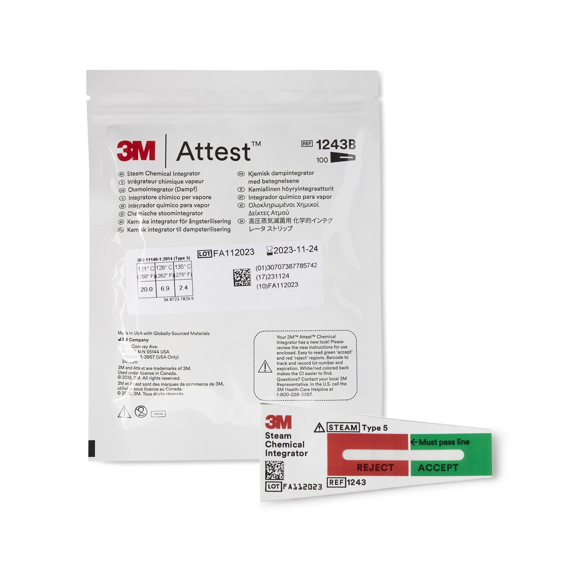 Attest Sterilization Chemical Integrator Strip Steam 2 Inch Length (365492_PK) 100/PK