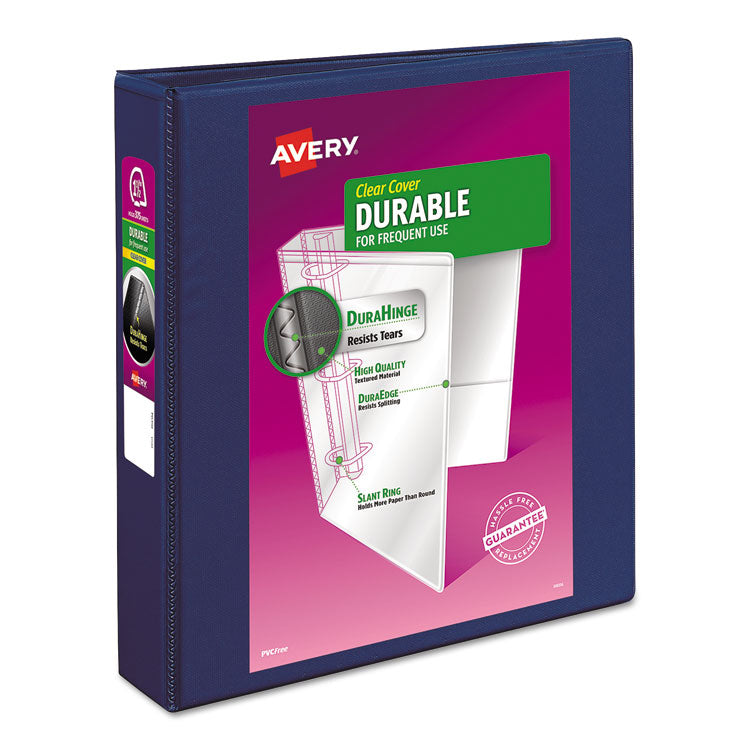 Avery Durable View Binder with DuraHinge and Slant Rings, 3 Rings, 1.5" Capacity, 11 x 8.5, Blue (AVE17024) Each