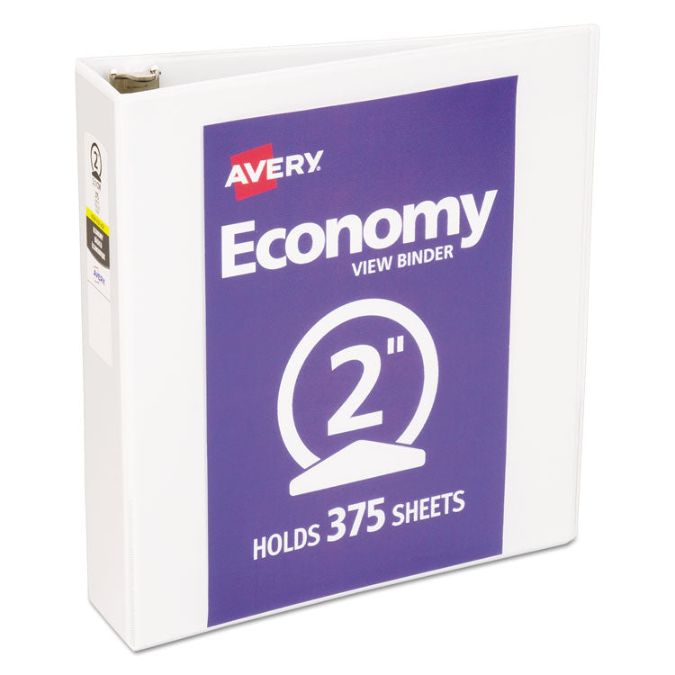 Avery Economy View Binder with Round Rings , 3 Rings, 2" Capacity, 11 x 8.5, White, (5731) (AVE05731) Each