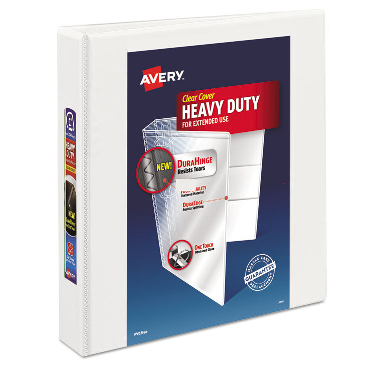 Avery Heavy-Duty View Binder with DuraHinge and One Touch EZD Rings, 3 Rings, 1.5" Capacity, 11 x 8.5, White (AVE79195) Each