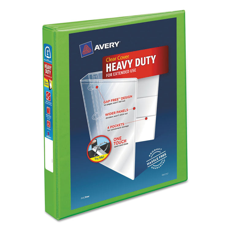 Avery Heavy-Duty View Binder with DuraHinge and One Touch EZD Rings, 3 Rings, 1" Capacity, 11 x 8.5, Chartreuse (AVE79770) Each