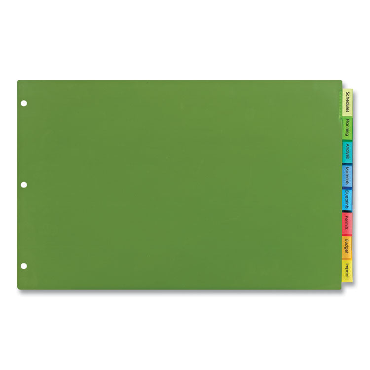 Avery Insertable Big Tab Plastic Dividers, 8-Tab, 11 x 17, Green, 1 Set (AVE11179) Set of 8