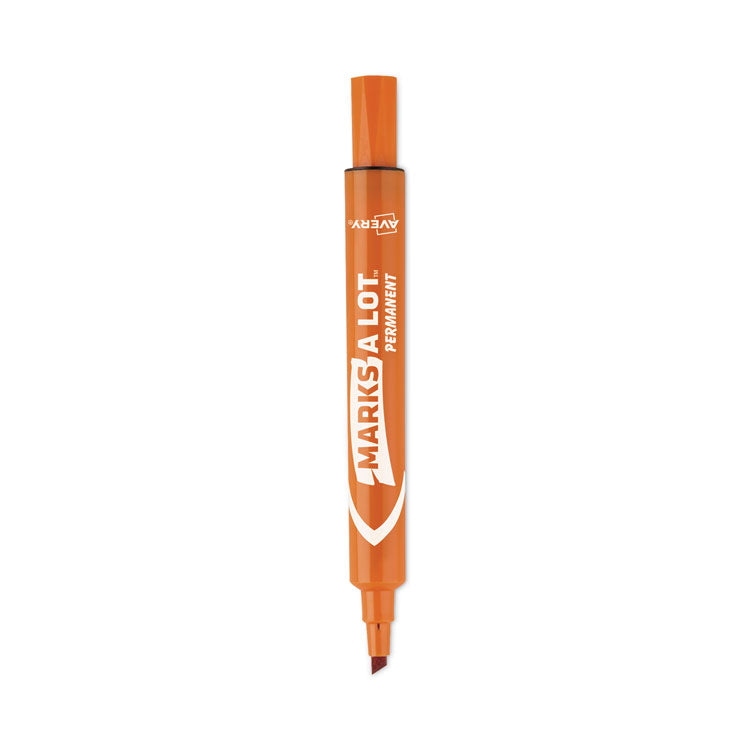 Avery MARKS A LOT Large Desk-Style Permanent Marker, Broad Chisel Tip, Orange, Dozen (8883) (AVE08883) 1 Dozen