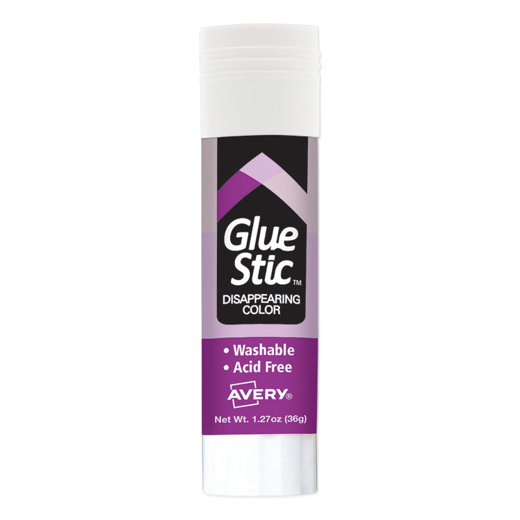 Avery Permanent Glue Stic, 1.27 oz, Applies Purple, Dries Clear (AVE00226) Each