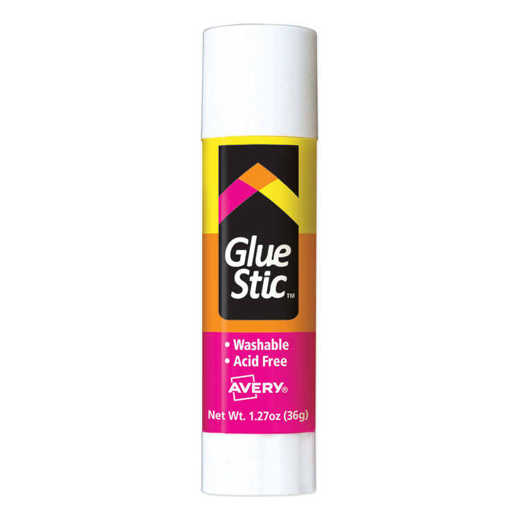 Avery Permanent Glue Stic, 1.27 oz, Applies White, Dries Clear (AVE00196) Each