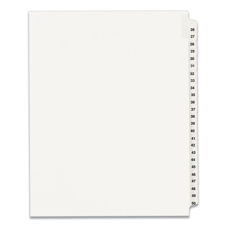 Avery Preprinted Legal Exhibit Side Tab Index Dividers, Avery Style, 25-Tab, 26 to 50, 11 x 8.5, White, 1 Set, (1331) (AVE01331) Pack of 25