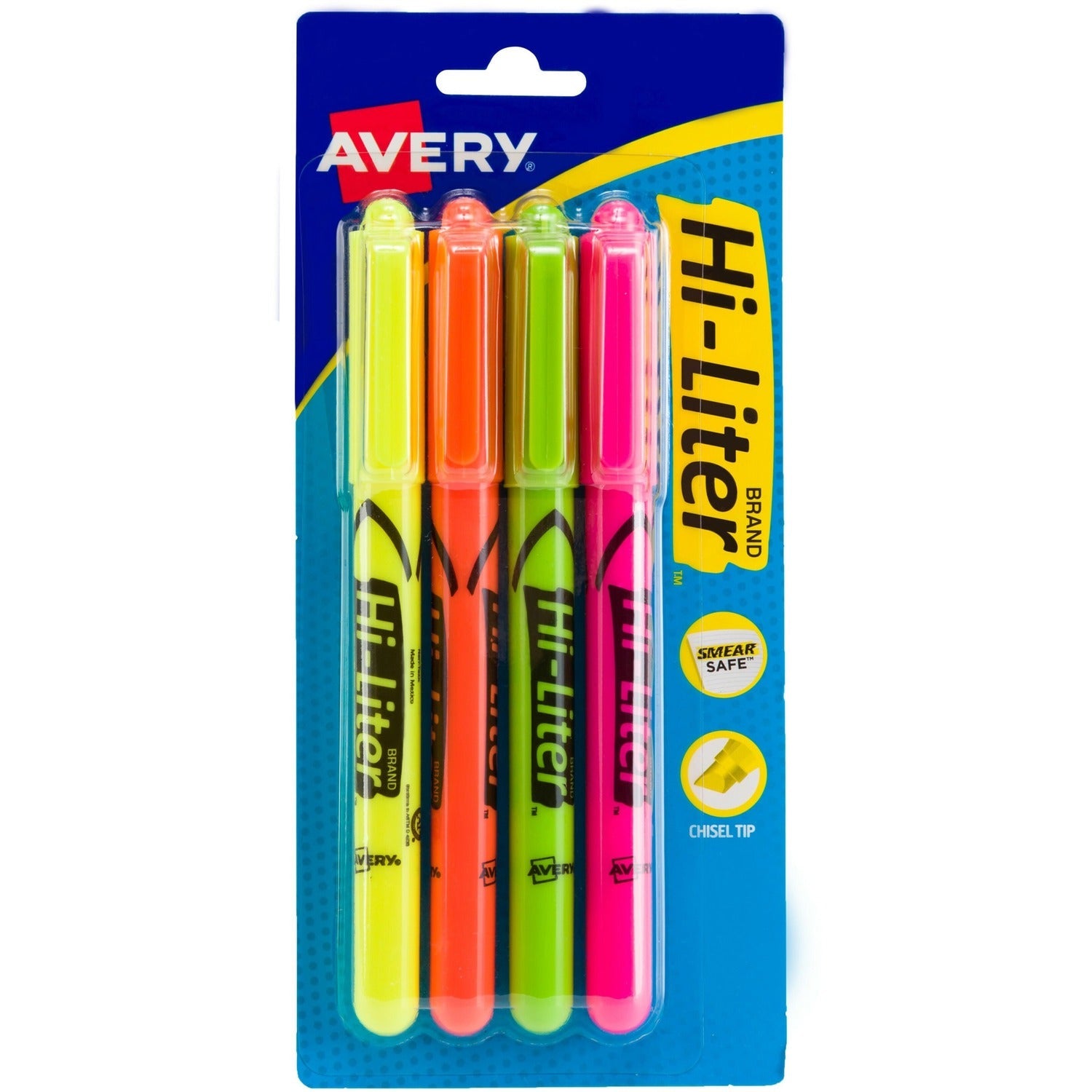 Avery® Pen Highlighter, Chisel Tip, Fluorescent Yellow, Pack of 2 (AVE23545) Set of 4