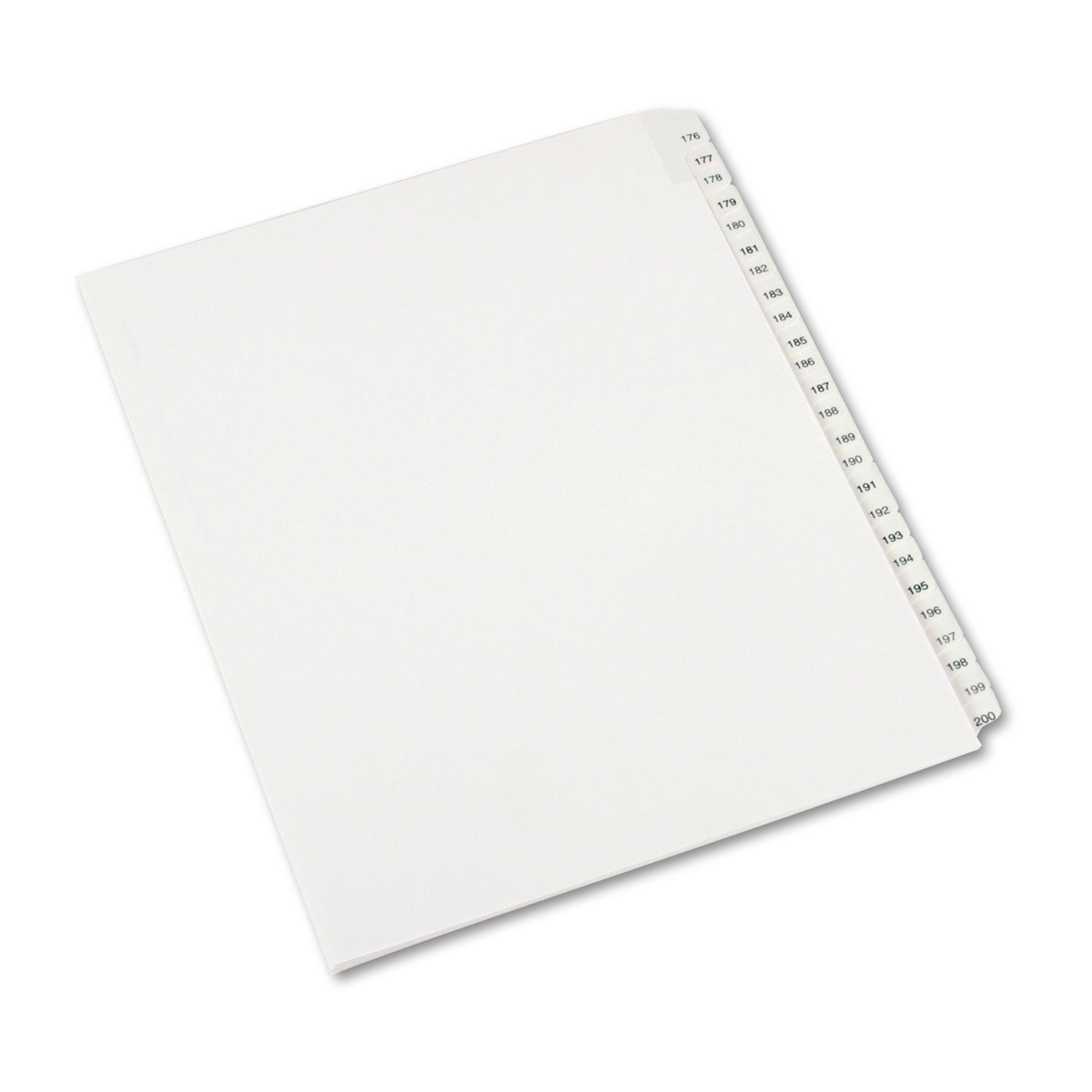 Avery® Preprinted Legal Exhibit Side Tab Index Dividers, Allstate Style, 25-Tab, 176 to 200, 11 x 8.5, White, 1 Set (AVE82190) Set of 25