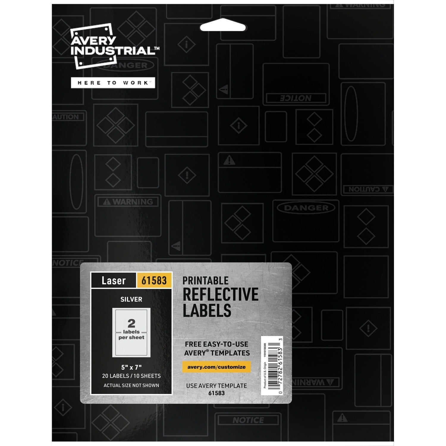 Avery® Reflective Sign Labels - 5" x 7", Permanent Adhesive - Rectangle - Laser - Silver - Film - 2 / Sheet - 10 Total Sheets - 20 Total Label(s) - 20 Label (AVE61583) Each