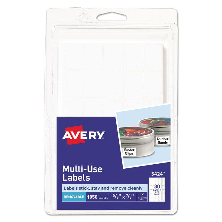 Avery Removable Multi-Use Labels, Handwrite Only, 0.63 x 0.88, White, 30/Sheet, 35 Sheets/Pack, (5424) (AVE05424) Pack of 1000