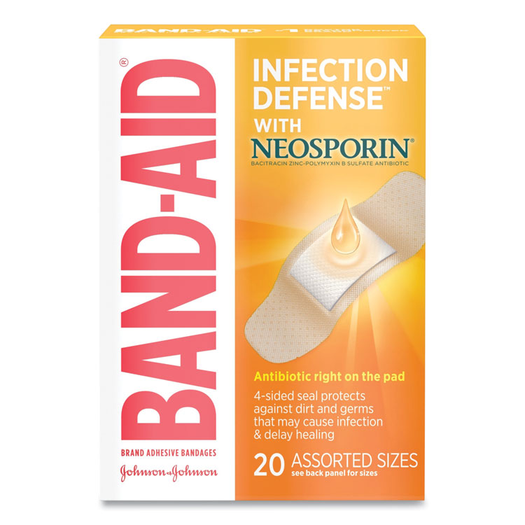 BAND-AID Antibiotic Adhesive Bandages, Assorted Sizes, 20/Box (JOJ5570) Box of 20