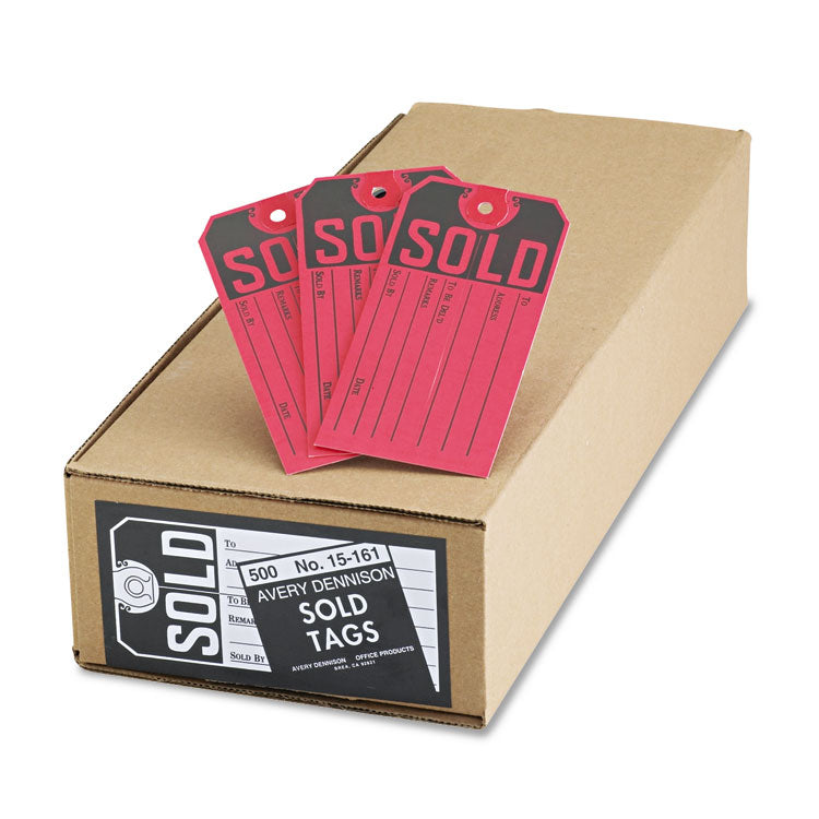 Avery Sold Tags, Paper, 4.75 x 2.38, Red/Black, 500/Box (AVE15161) Box of 500