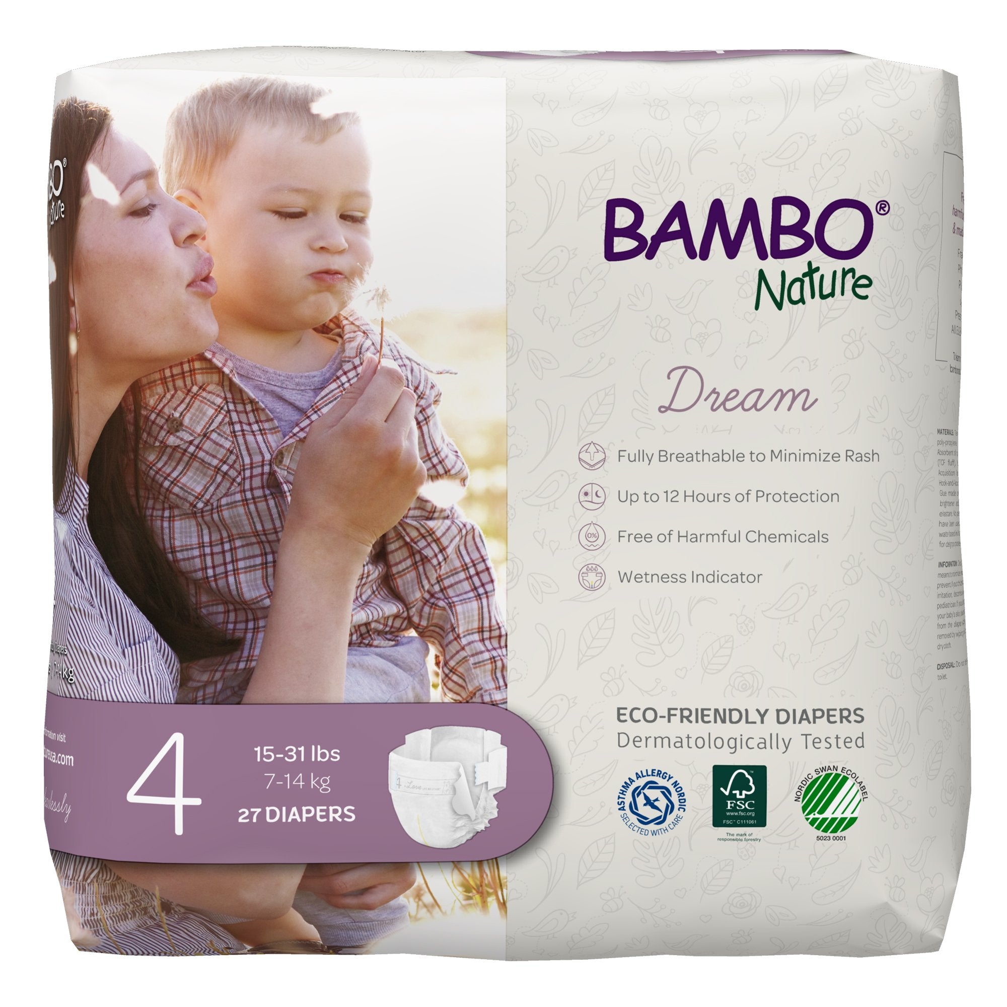 Bambo Nature Dream Unisex Baby Diaper Size 4 Disposable Heavy Absorbency (1191021_BG) 27/BG