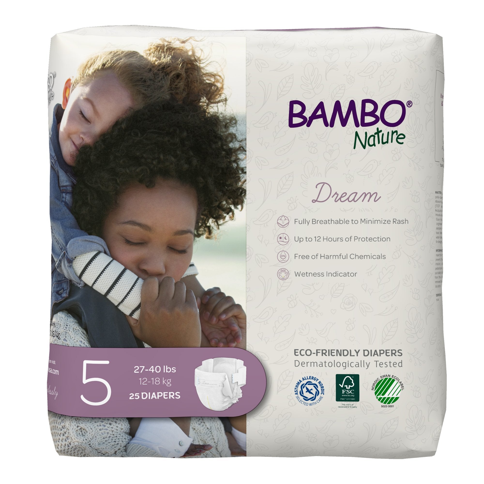 Bambo Nature Dream Unisex Baby Diaper Size 5 Disposable Heavy Absorbency (1191022_BG) 25/BG