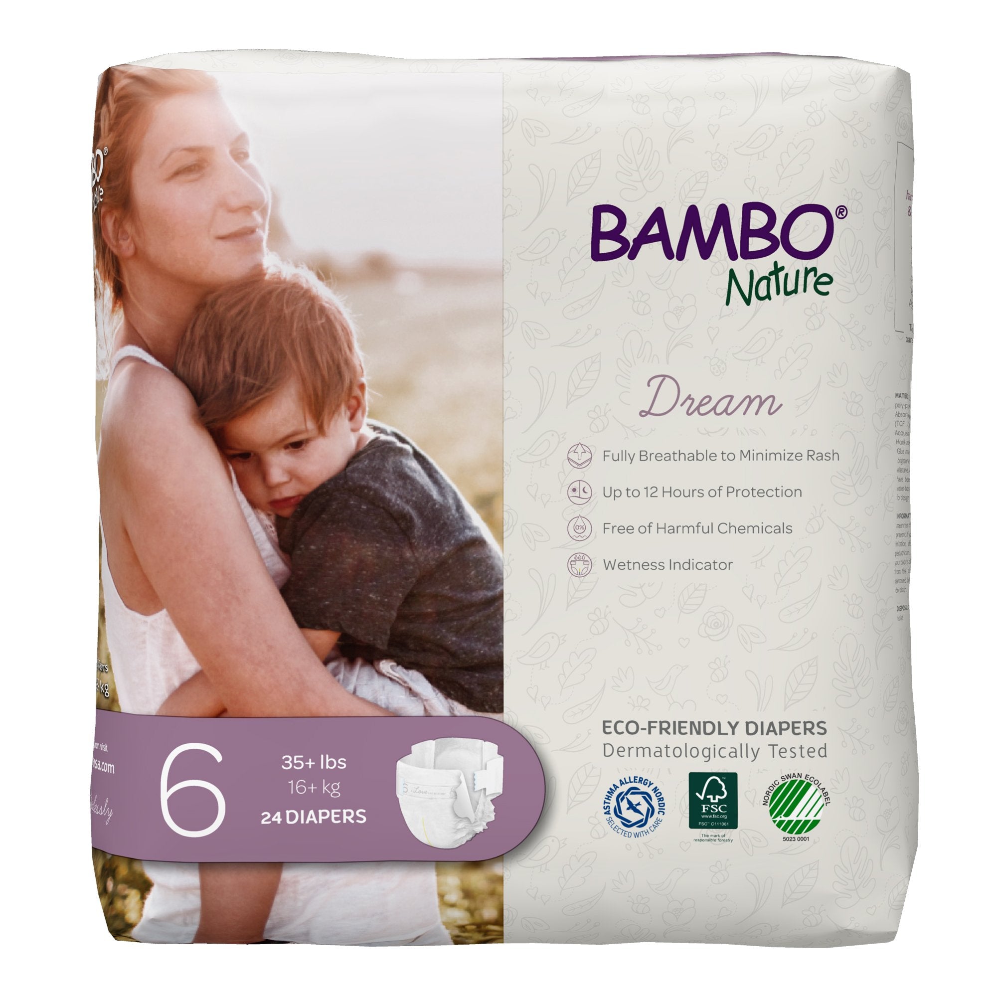 Bambo Nature Dream Unisex Baby Diaper Size 6 Disposable Heavy Absorbency (1191023_BG) 24/BG