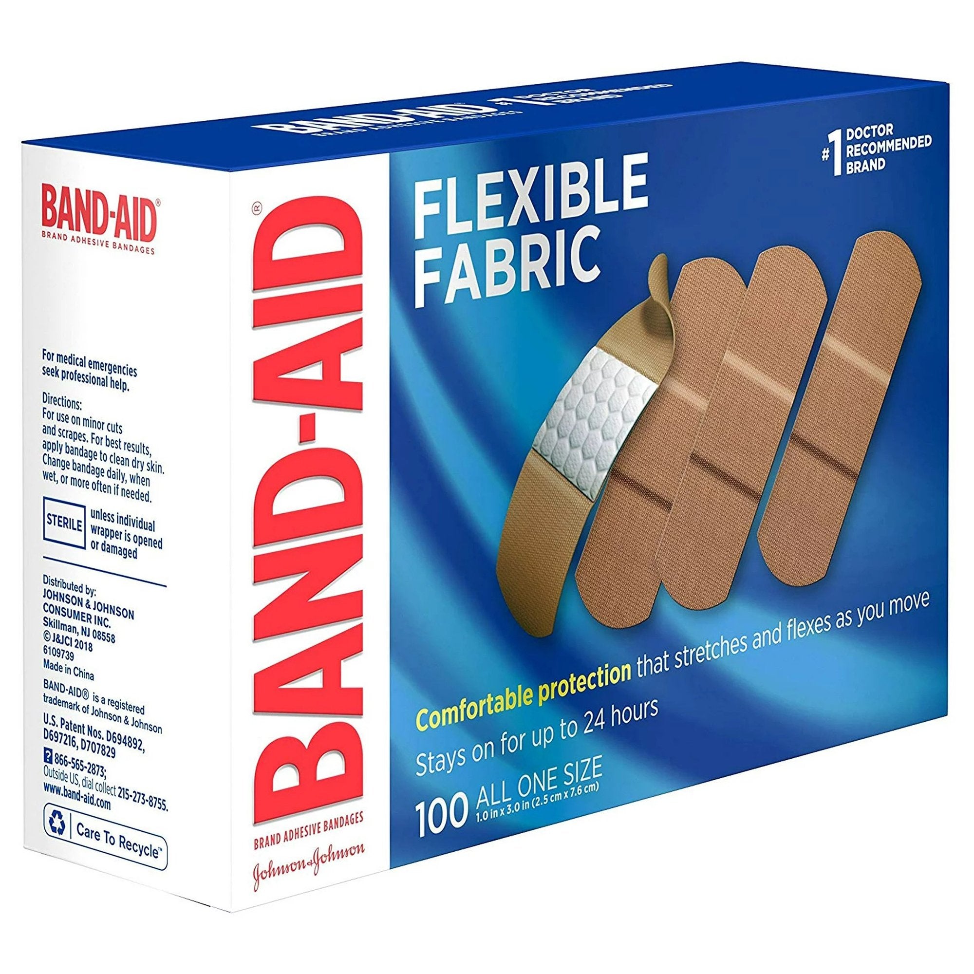 Band-Aid Adhesive Strip 1 X 3 Inch Fabric Rectangle Tan Sterile (115847_CS) 1200/CS