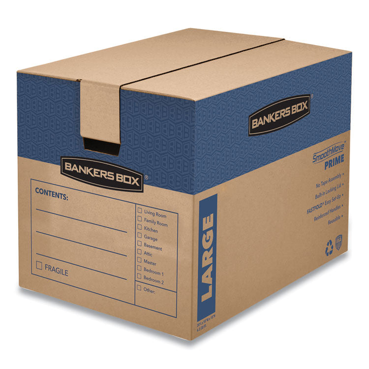 Bankers Box SmoothMove Prime Moving/Storage Boxes, Hinged Lid, Regular Slotted Container (RSC), 18" x 24" x 18", Brown/Blue, 6/Carton (FEL0062901) Case of 6