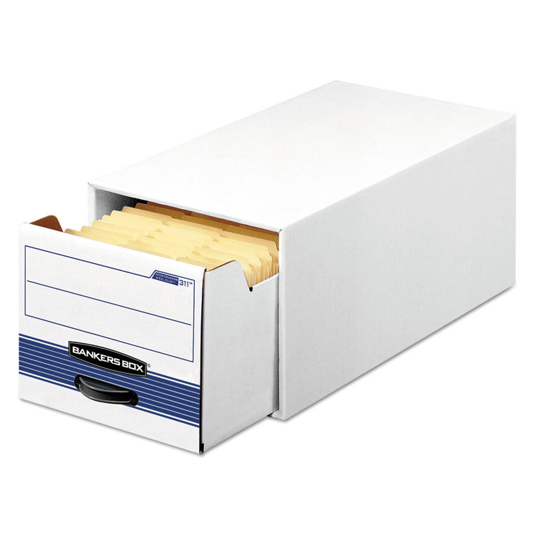 Bankers Box STOR/DRAWER STEEL PLUS Extra Space-Savings Storage Drawers, Letter Files, 10.5" x 25.25" x 6.5", White/Blue, 12/Carton (FEL00306) Carton of 12