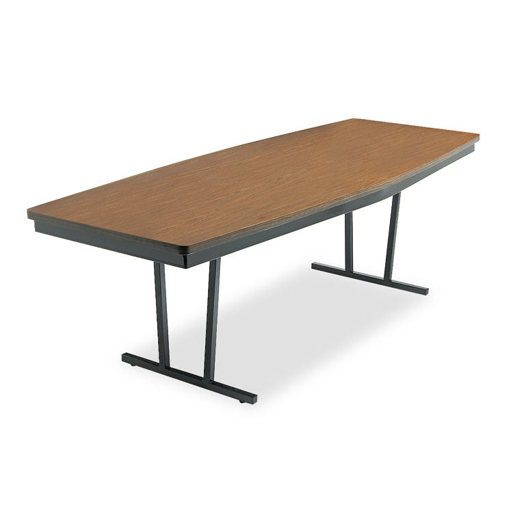 Barricks Economy Conference Folding Table, Boat, 96w x 36d x 30h, Walnut/Black (BRKECT368WA) Each