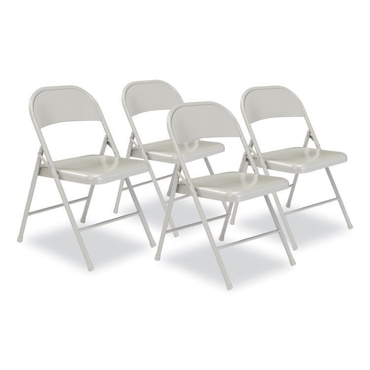 BASICS by NPS 900 Series All-Steel Folding Chair, Supports 250 lb, 17.75" Seat Height, Gray Seat/Back/Base, 4/CT,Ships in 1-3 Business Days (NPS902) Case of 4