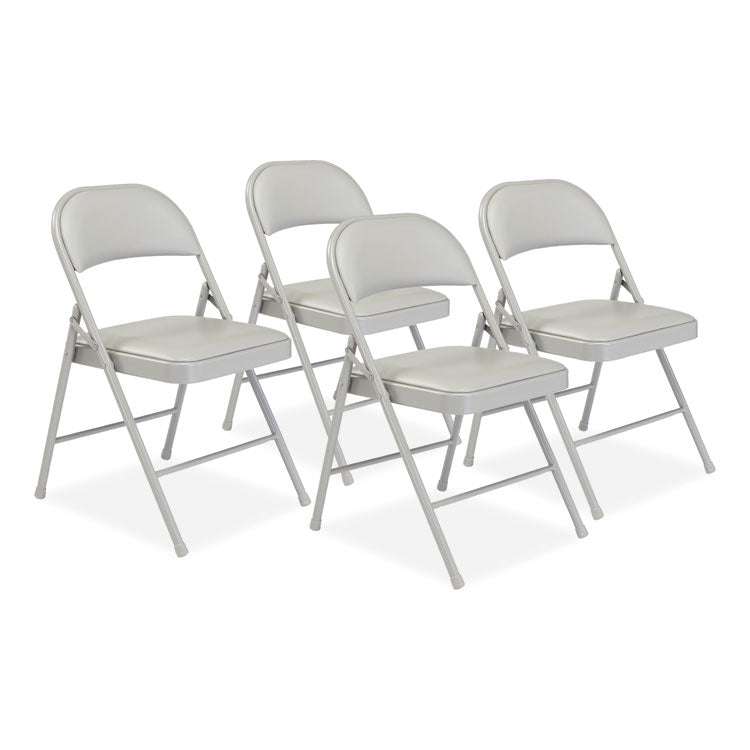 BASICS by NPS 950 Series Vinyl Padded Steel Folding Chair, Supports Up to 250 lb, 17.75" Seat Height, Gray, 4/Carton, Ships in 1-3 Bus Days (NPS952) Case of 4
