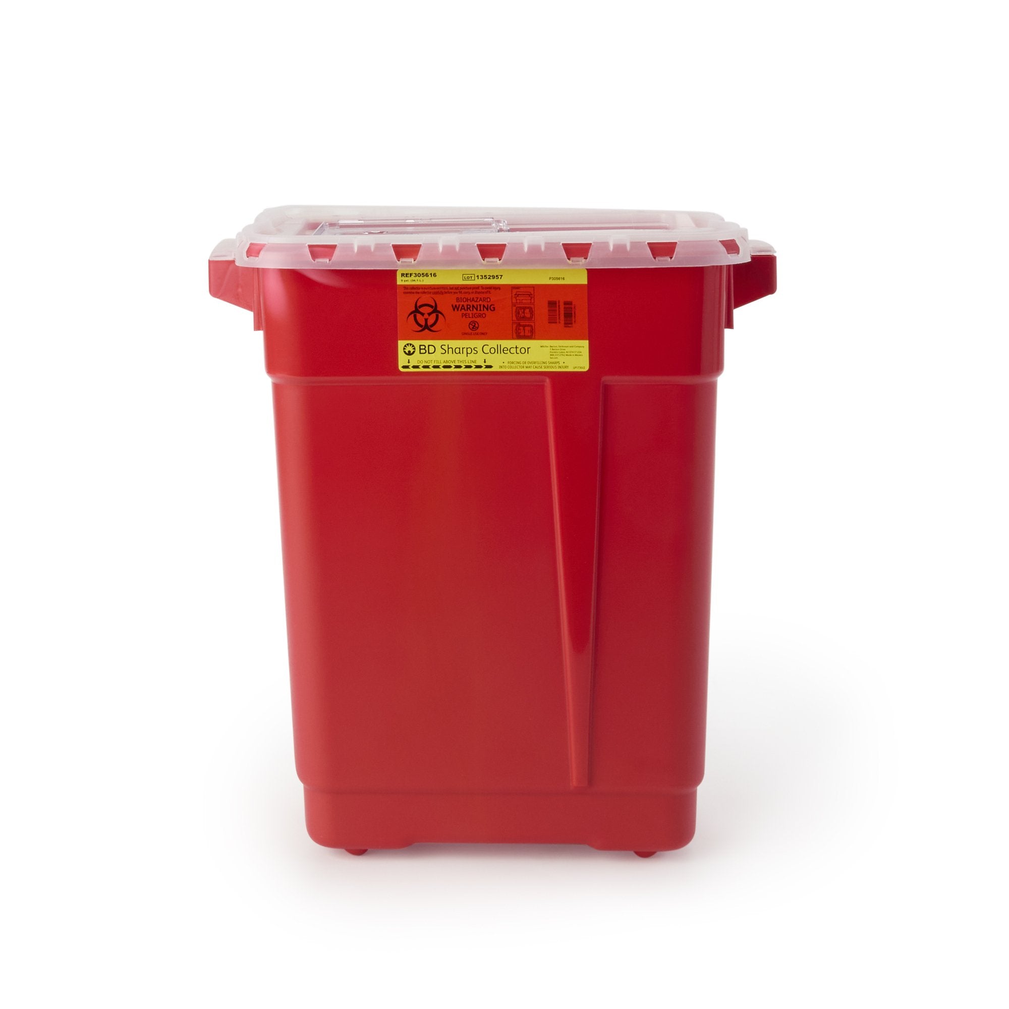 BD Sharps Container Red Base 18-1/2 X 17-3/4 X 11-3/4 Inch Vertical Entry 9 Gallon (451009_CS) 8/CS