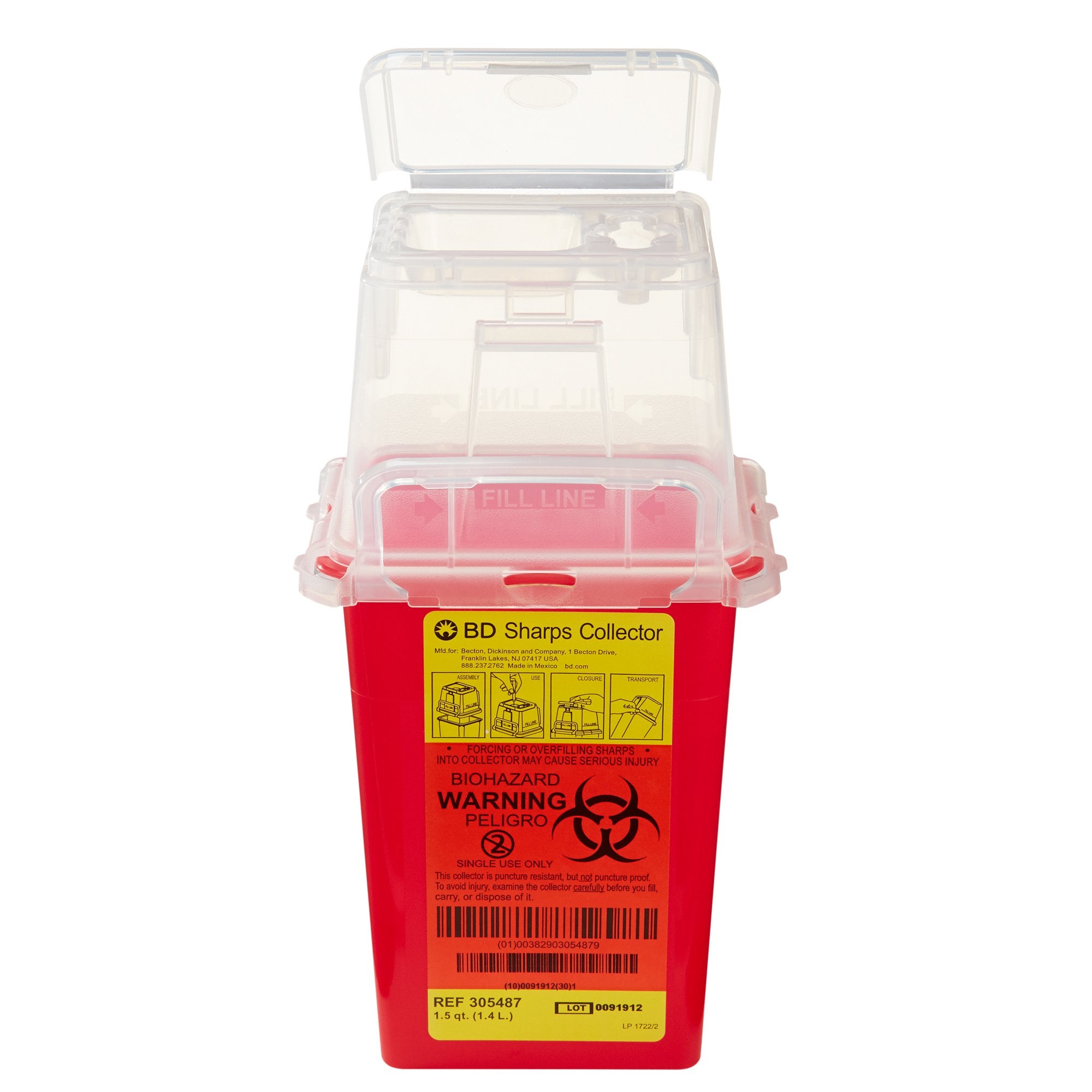 BD Sharps Container Red Base 9 H X 4-1/2 W X 4 D Inch Vertical Entry 0.375 Gallon (140597_EA) 1/EA