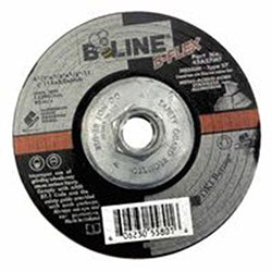 Bee Line Abrasives Flexible Depressed Center Wheel, 4-1/2 in dia, 1/8 in Thick, 5/8 in-11 Arbor, 46 Grit, Aluminum Oxide (903-45A27MT) Each