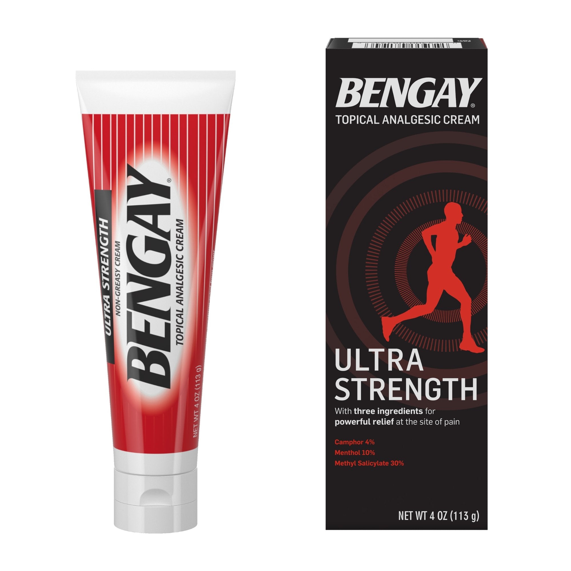 Bengay Ultra Strength Topical Pain Relief 30% - 10% - 4% Strength Camphor / Menthol / Methyl Salicylate Cream 4 oz. (861389_CS) 36/CS