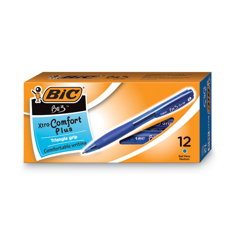 BIC BU3 Ballpoint Pen, Retractable, Bold 1 mm, Blue Ink, Translucent Blue/Blue Barrel, Dozen (BICBU311BE) Box of 12