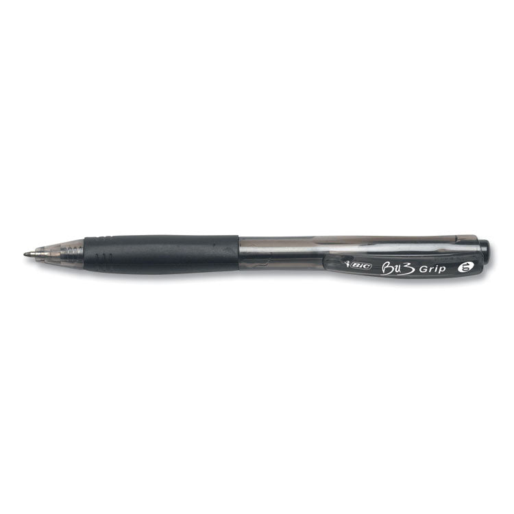 BIC BU3 Ballpoint Pen, Retractable, Medium 1 mm, Black Ink, Smoke/Black Barrel, 18/Pack (BICBU3P18BLK) Pack of 18