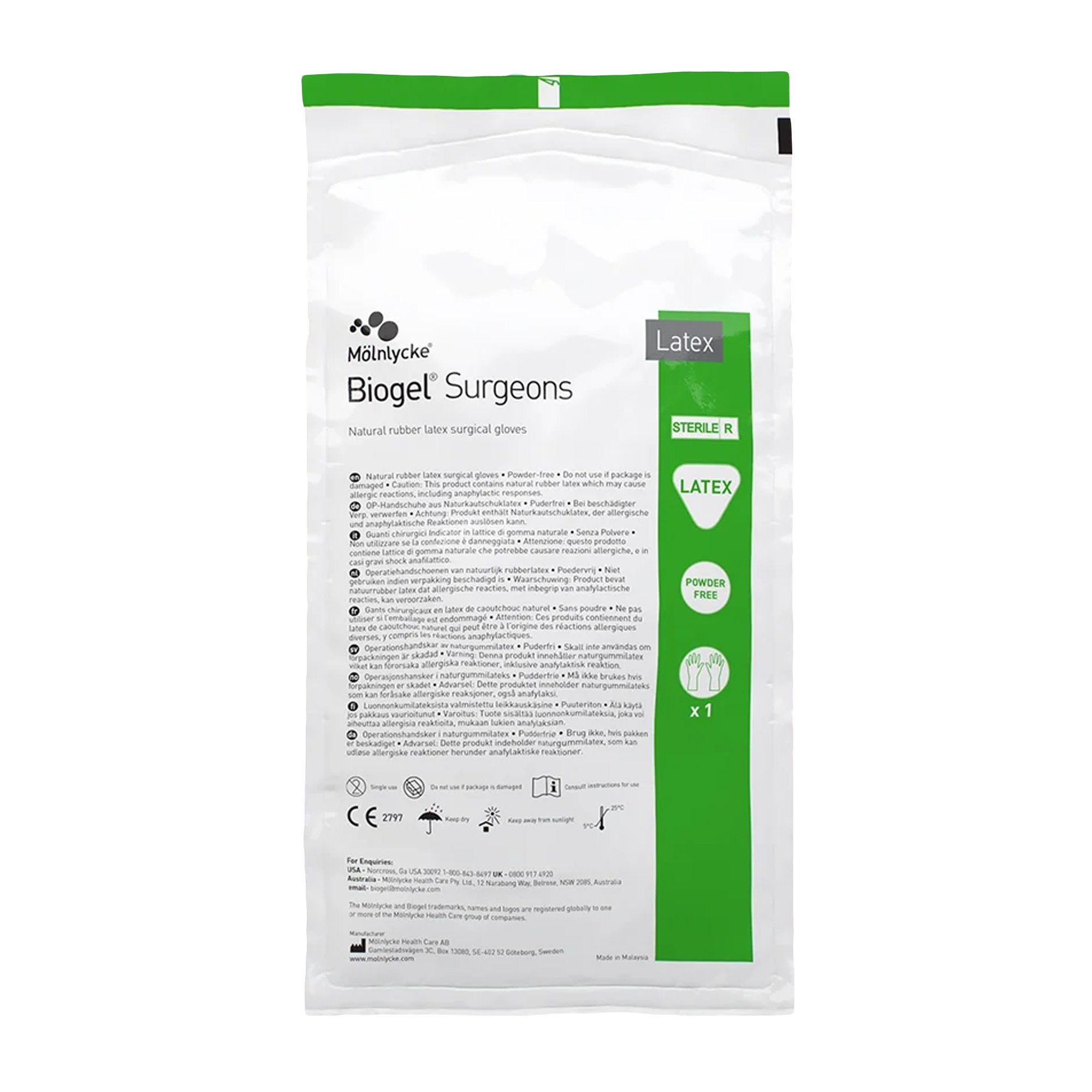 Biogel Surgeons Surgical Glove Size 7 Sterile Latex Standard Cuff Length Micro-Textured Straw Not Chemo Approved (184861_PR) 1/PR