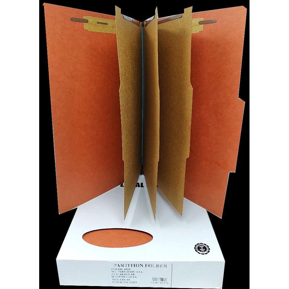 3 PARTITION FOLDER RED LEGAL BOX/10