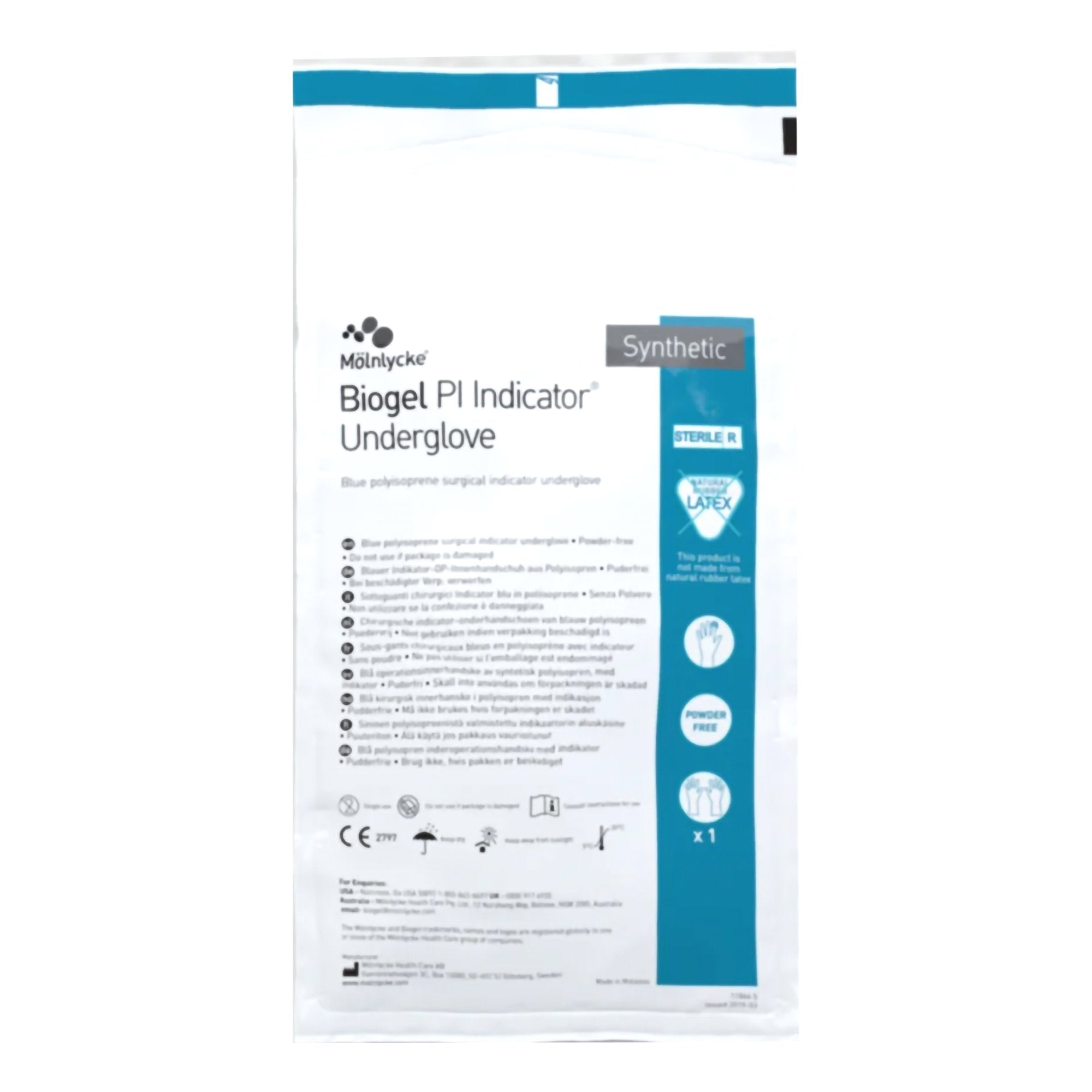 Biogel PI Indicator Underglove Surgical Underglove Size 6 Sterile Polyisoprene Standard Cuff Length Smooth Blue Chemo Tested (689031_BX) 50/BX