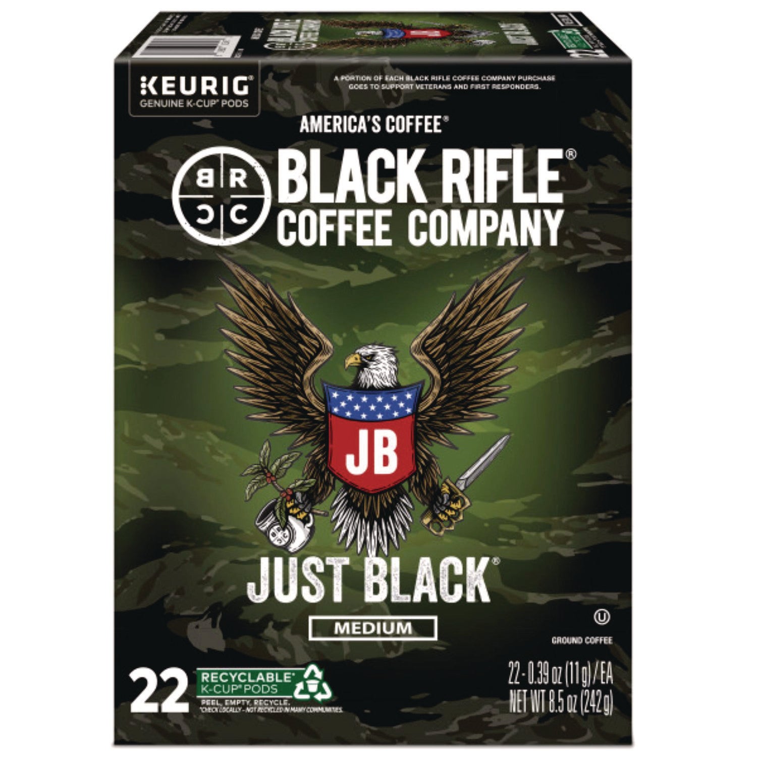 Black Rifle Coffee Company Just Black Coffee K-Cups, 22/Box (GMT0547) Box of 22