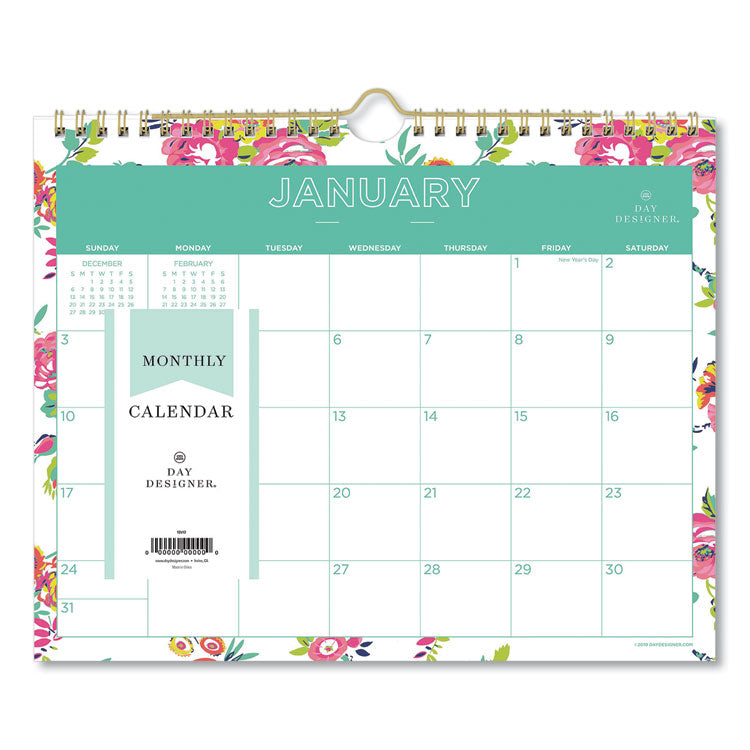 Blue Sky Day Designer Peyton Wall Calendar, Floral Artwork, 11 x 8.75, White/Multicolor Sheets, 12-Month (Jan to Dec): 2026 (BLS103629) Each