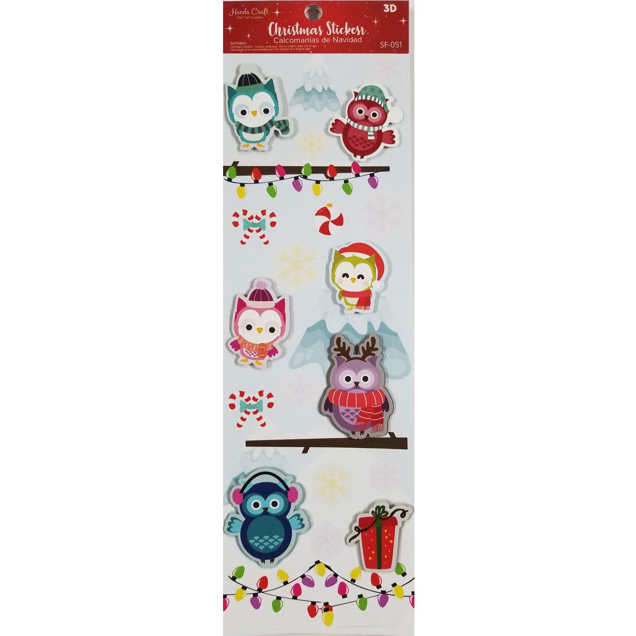 CHRISTMAS OWL 3D STICKER 15 PC