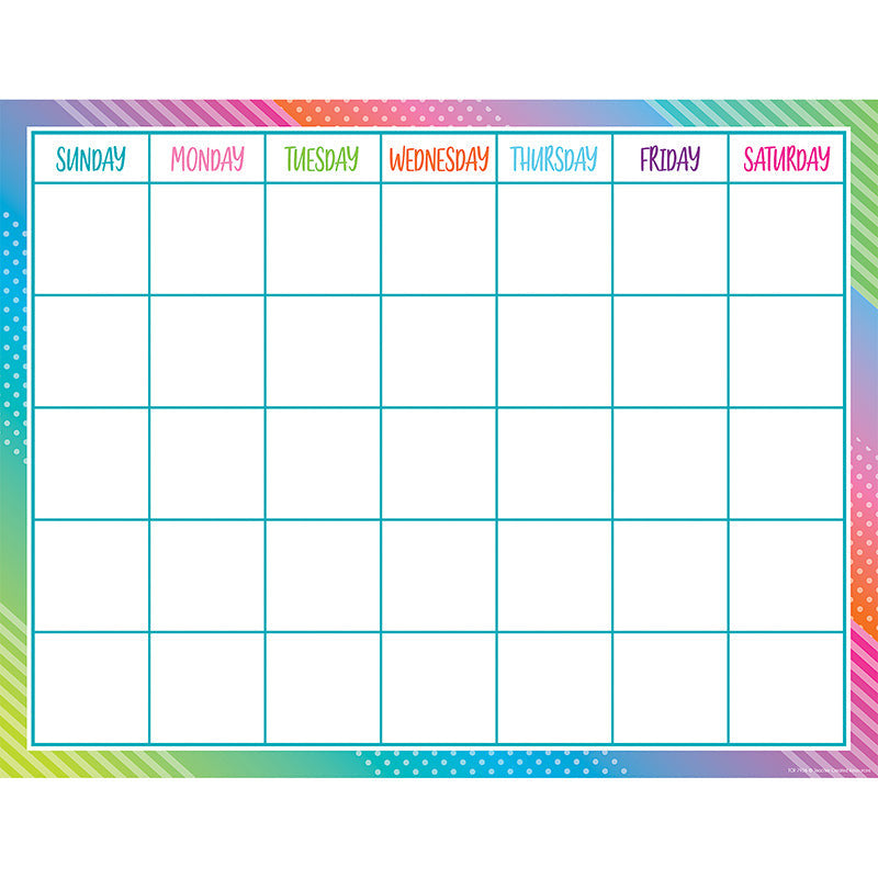 COLORFUL VIBES CALENDAR CHART