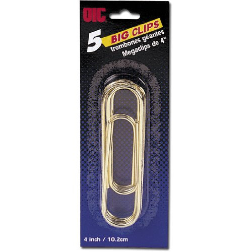 PAPER CLIPS MEGA 4" GOLD PQ.5