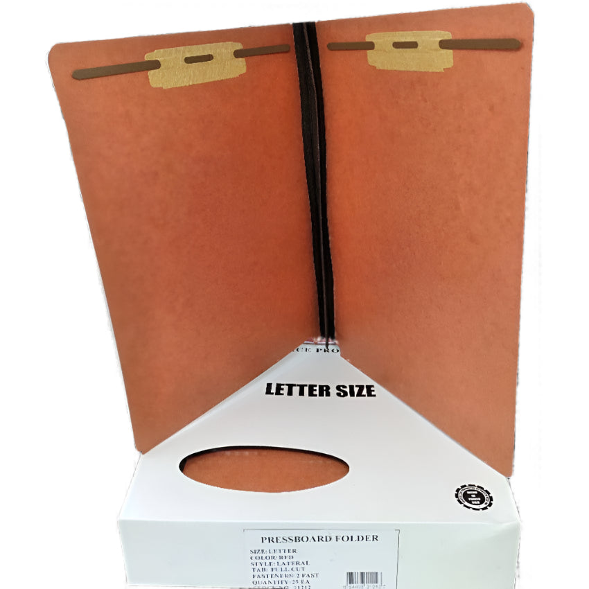 PRESSBOARD FOLDER LATERAL 2 FASTENER RED LETTER
