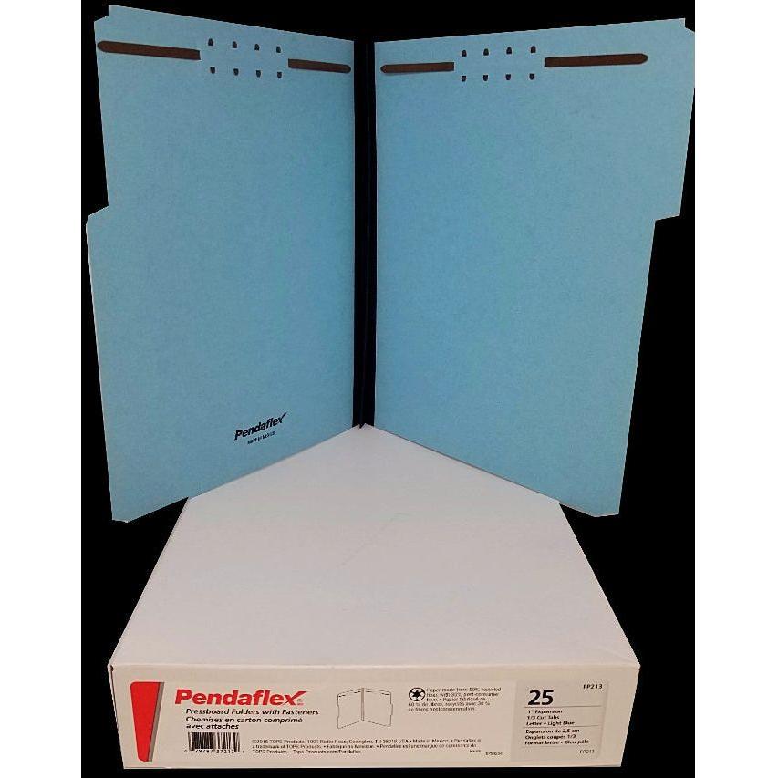 PRESSBOARD FOLDER LETTER 2 FASTENER BLUE BOX/25