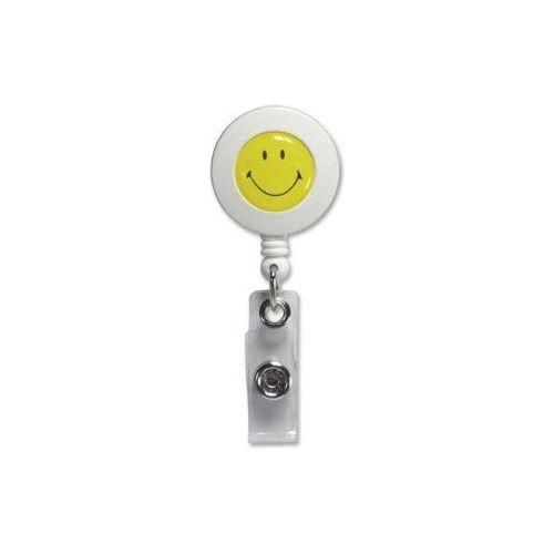 SMILEY FACE ID BADGE REEL ROUND BELT CLIP STRAP