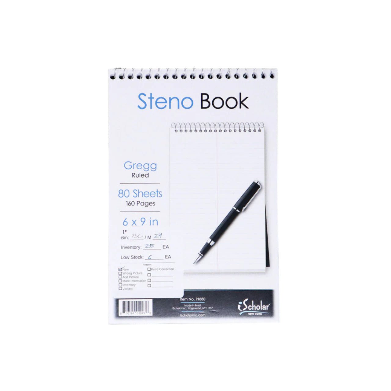 STENO BOOK ESPIRAL 80PG WHITE PAGE