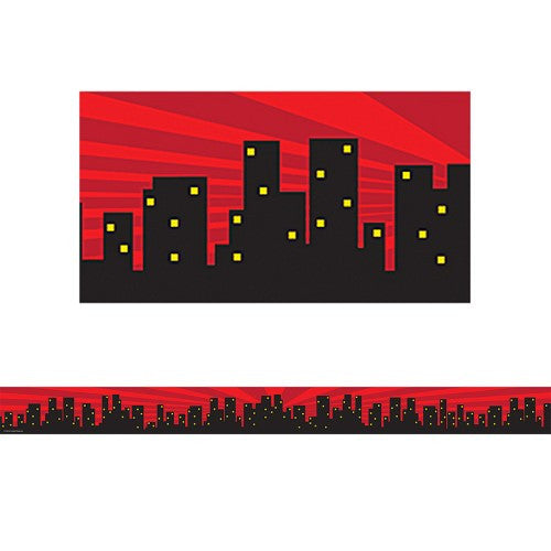 SUPERHERO CITYSCAPE STRAIGHT BORDER
