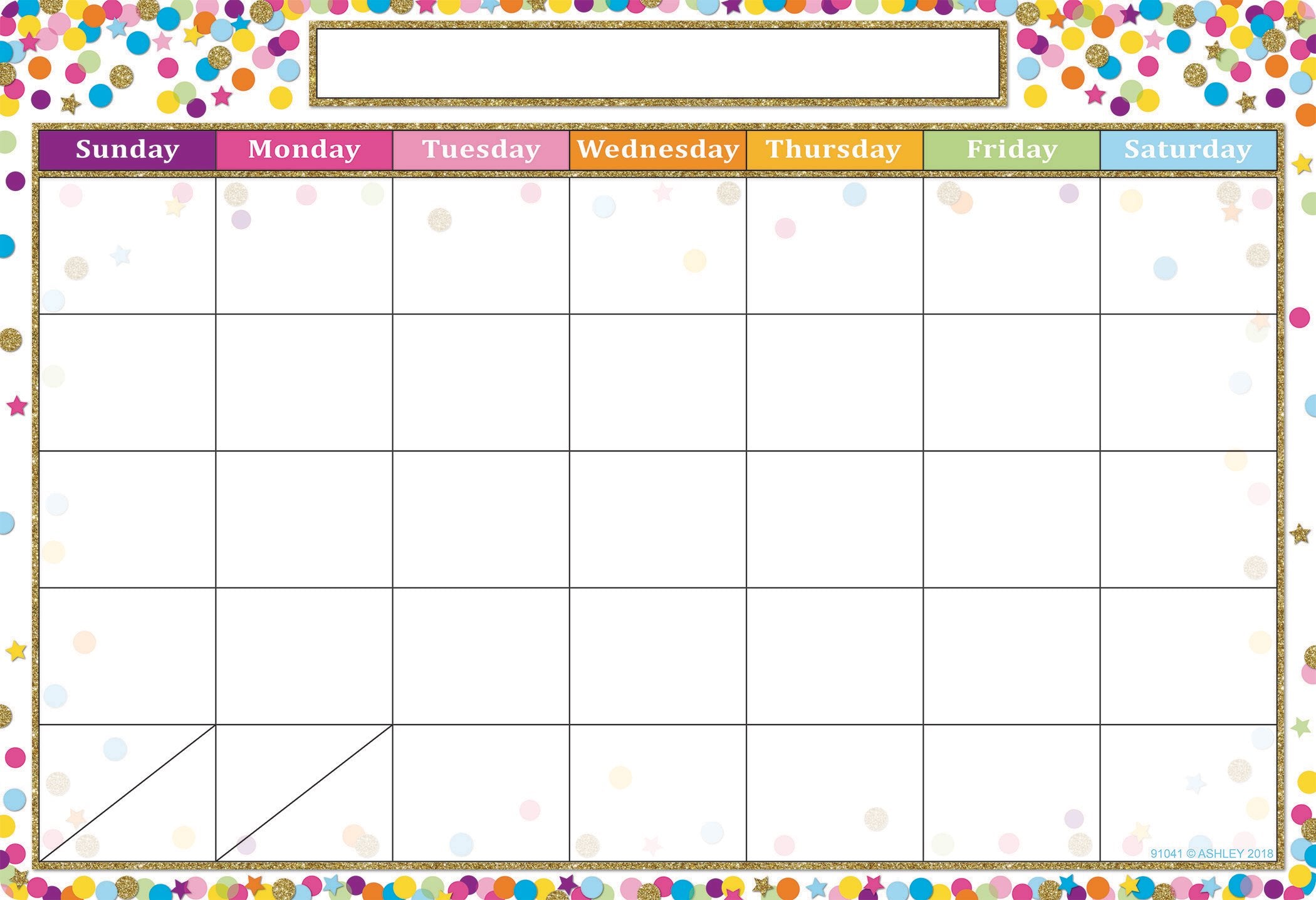 Ashley Smart Poly Chart Dry Erase Confetti Calendar, 13" X 19" ASH(91041)