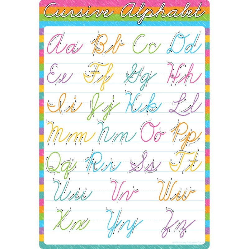 Ashley Smart Poly  Chart Dry Erase Cursive Alphabet, 13" X 19" (ASH91076)