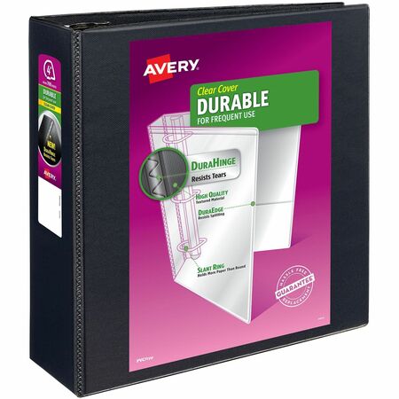 Avery Durable View Binder, 4" EZD Rings, 780-Sheet Capacity, DuraHinge, Black (AVE 09800)