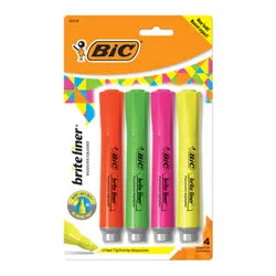 BIC Brite Liner Tank Highlighter Chisel Tip, 4 Color Set (BIC 32318)