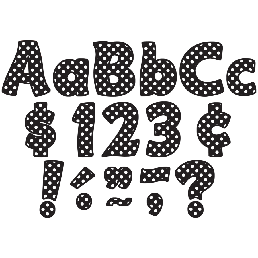 Black Polka Dots 4" FUNtastic Letters Combo Pack, 208 Pieces (TCR 5346)