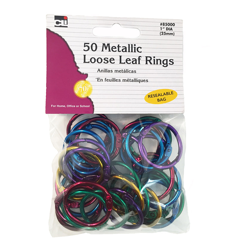 Charles Leonard 1" Metallic Loose Leaf Rings, Assorted Colors  (CHL85000)